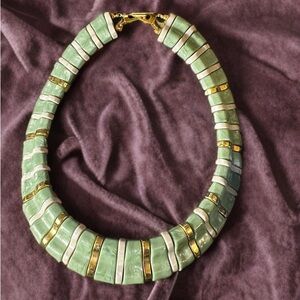 Vintage Green and Gold Women's Necklace